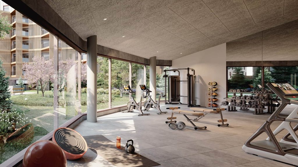 Communal areas Amongst its many exclusive amenities, this residential complex features a gym area with several pieces of exercise equipment (upper body, lower body and stretching), male and female changing rooms and bathroom with disabled access.More